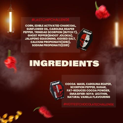 JOLOCHIP JOLOCHIP Deadly Combo  Includes Last Chip Challenge (5g) & Hottest Chocolate Challenge (10g)  Extreme Heat Duo with Carolina Reaper, Scorpion Pepper, and Ghost Pepper