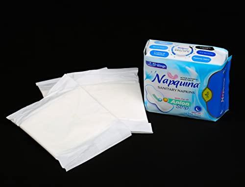 NAPQUINA Napquina Anion Sanitary Pads for Women with Active Oxygen - Organic Rash-Free Ultra-Thin Cotton Soft Negative Ion Pads for Day and Night Use with Wings - (Large 240 mm - 1, X-Large 280 mm - 3)