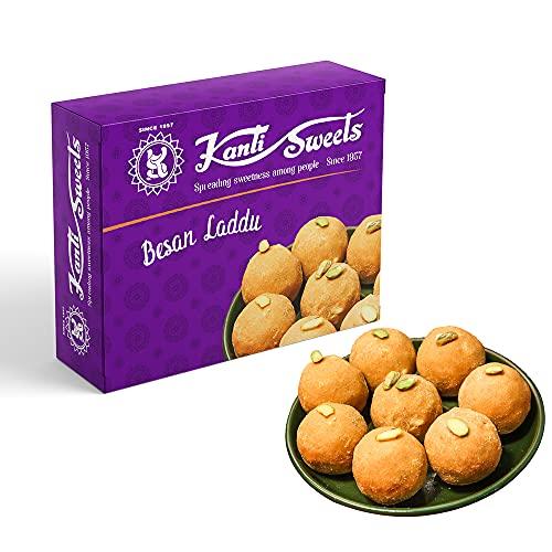 Kanti Sweets Kanti Sweets Besan Laddu, Made With Besan, Sugar, Ghee And Dry Nuts - 1 kg (Pack Of 1), 1kg