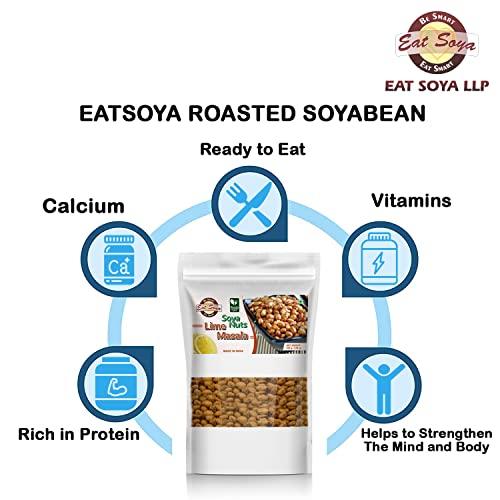 Eat Soya...BE SMART EAT SMART Eat Soya...BE SMART EAT SMART Soya Nuts Healthy Roasted Namkeen and Snacks Crunchy and Tasty, Delicious l Diet Food l Keto Snacks l Healthy Snacks l Lime Masala-2 And Magic Pudina-2 200g (Pack of 4,80