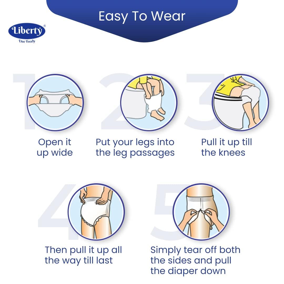 Liberty Liberty Eco Adult Diaper Pants, Medium (M) Size, 20 Count, Waist Size (61-115cm | 24-45 inches), Unisex, High Absorbency, Leak Proof, Overnight Protection, Pack of 2