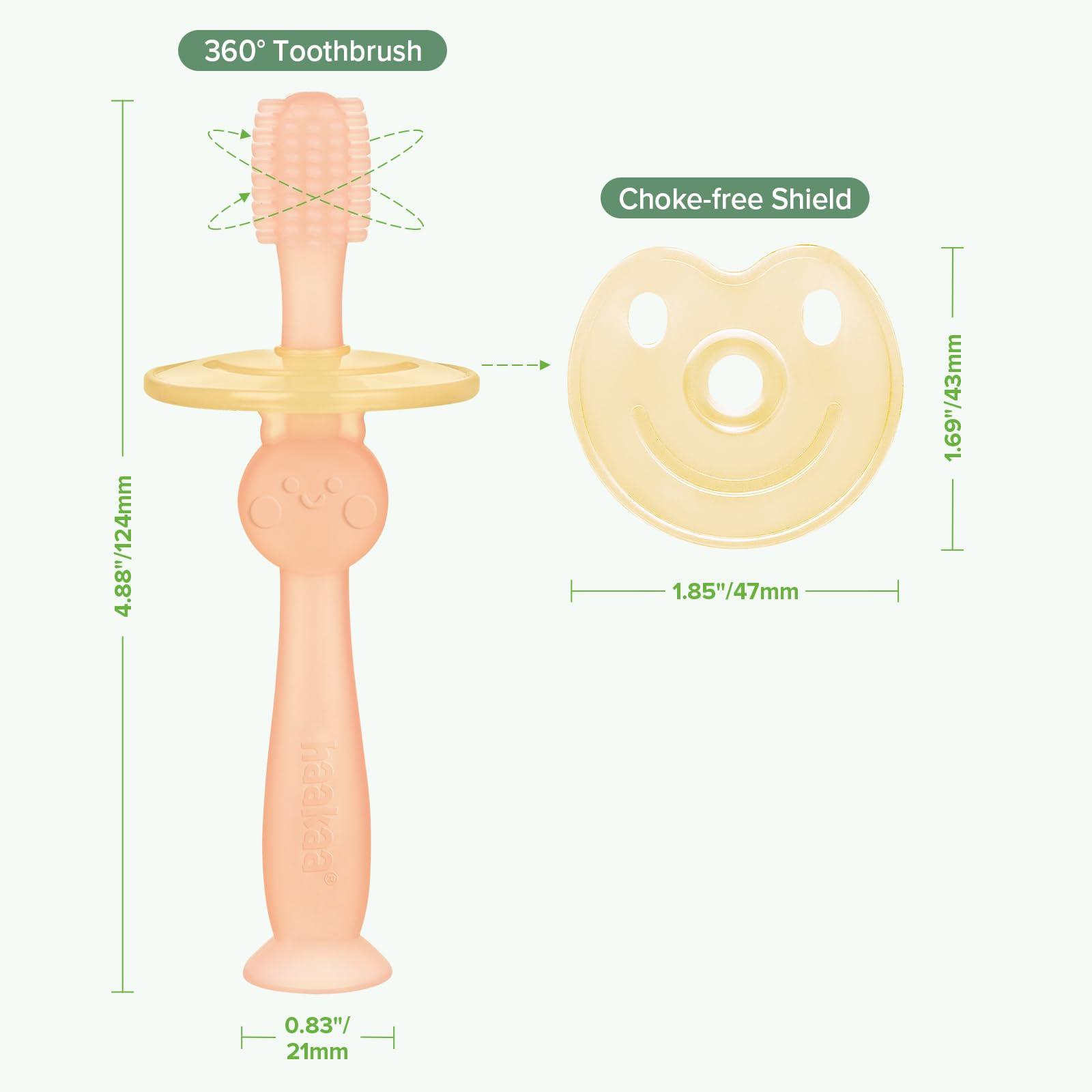 haakaa haakaa 360ø Silicone Baby Toothbrush Teether with Suction Base Infant Toothbrush Training Massage.