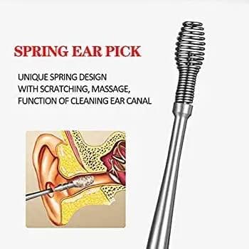 PENS PENS Ear Cleaner, Metal Ear Cleaner Tool, Stainless Steel Ear Curette Earwax Removal Kit with Cleaning Brush and Storage Box (7 Pcs)