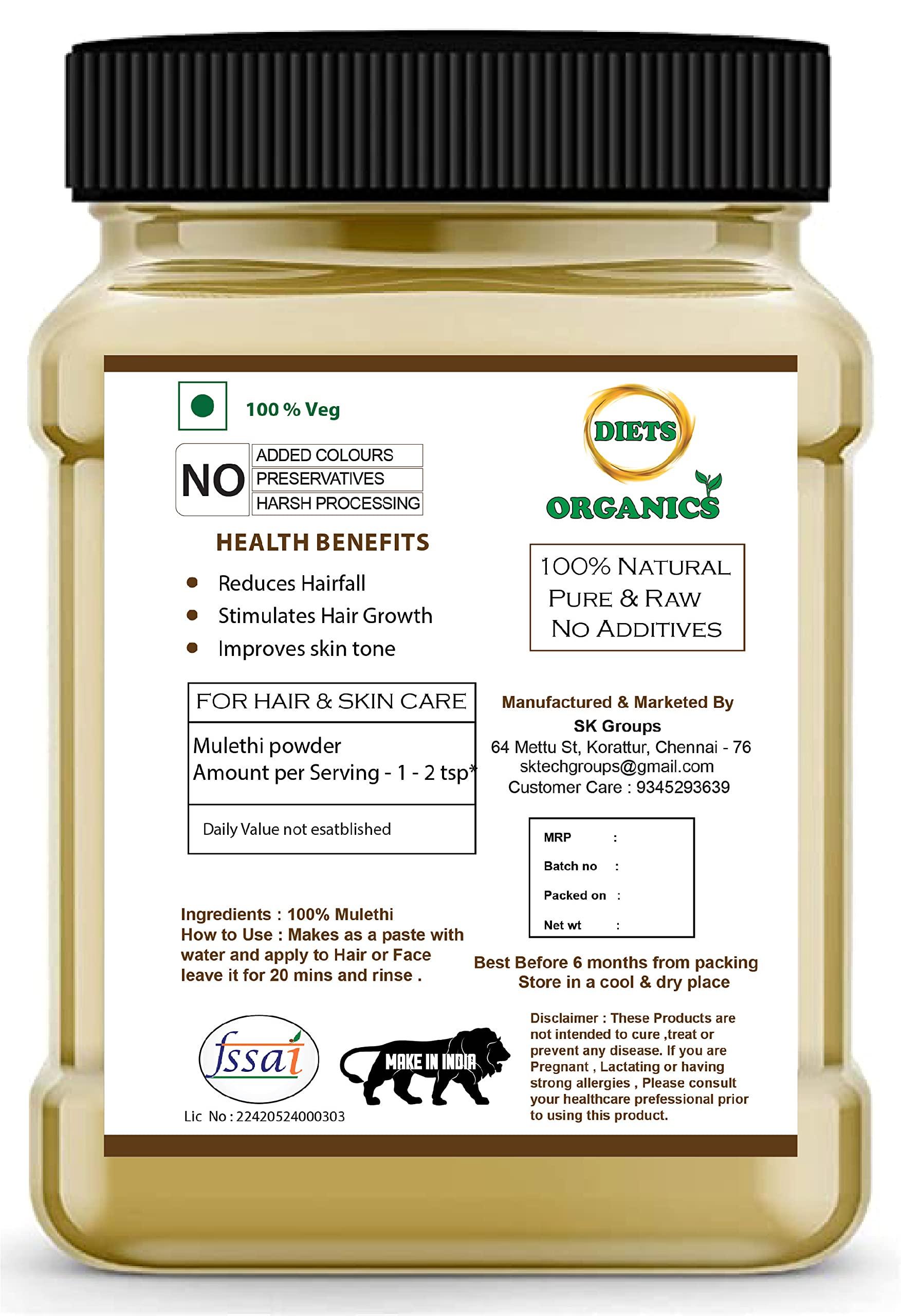 DIETS ORGANICS DIETS ORGANICS Mulethi powder for face, skin, hair care (licorice powder)-250G