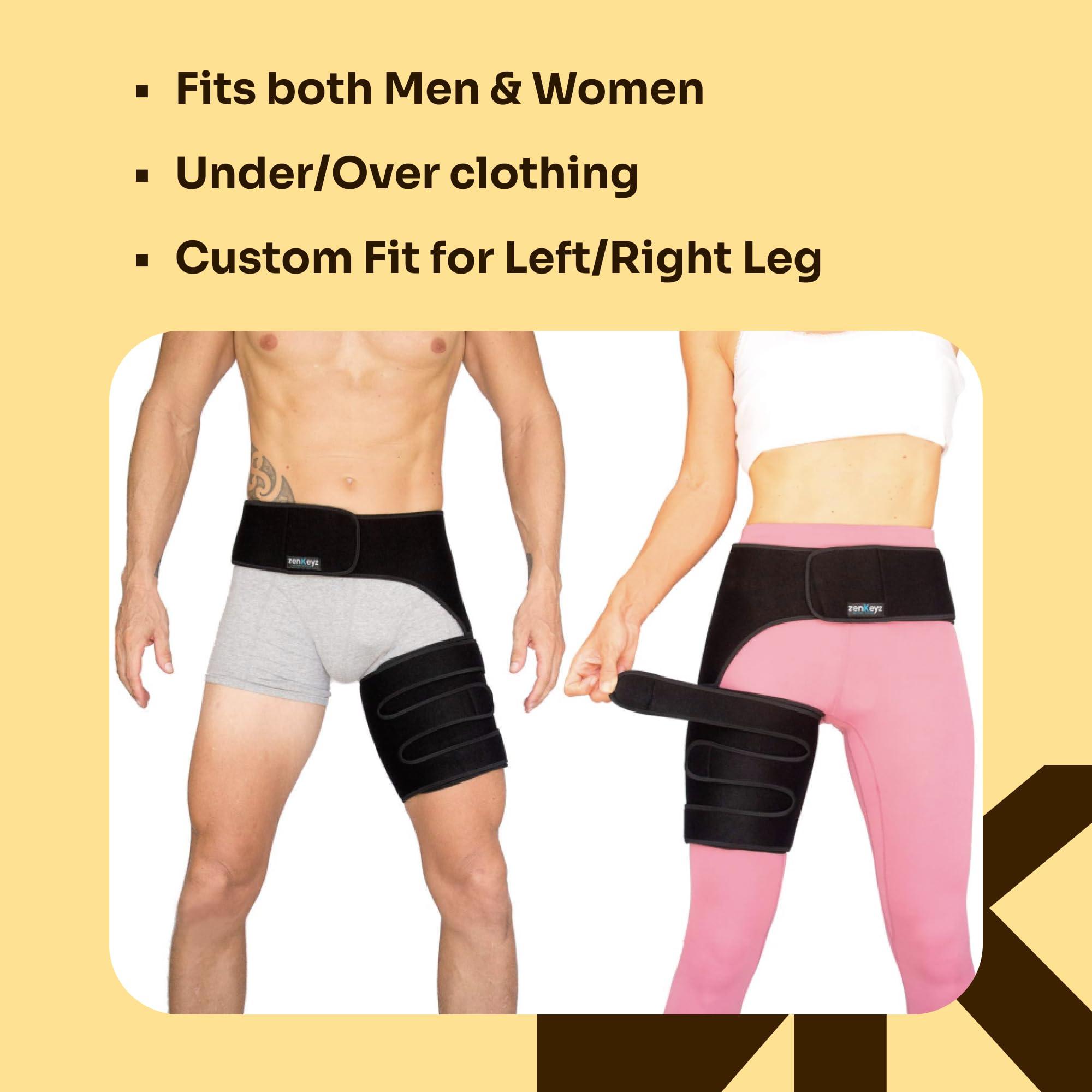 ZENKEYZ Copper Compression Hip Brace Sciatica - Groin Wrap for Pain Relief Thigh Compression Sleeve - Support for Hip Flexor Arthritis for Pulled Muscles-Sciatica Nerve Brace Injury for Men and Women (Left