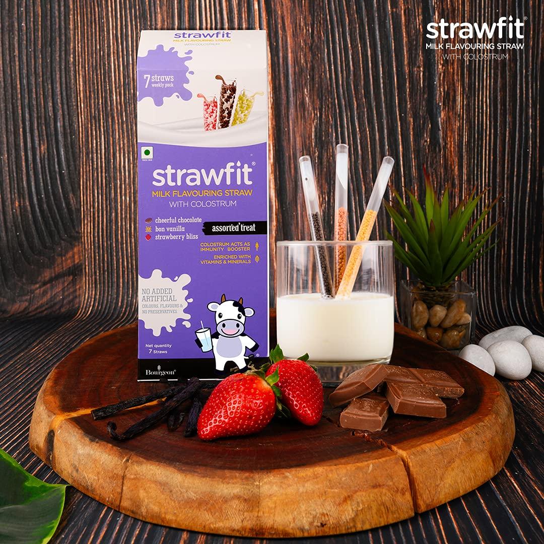 Strawfit Strawfit 7 Assorted & 3 Assorted, Milk Flavoring Straw with Colostrum for Kids' Immunity, Health and Nutrition, Total 10 Straws (2 Packs)