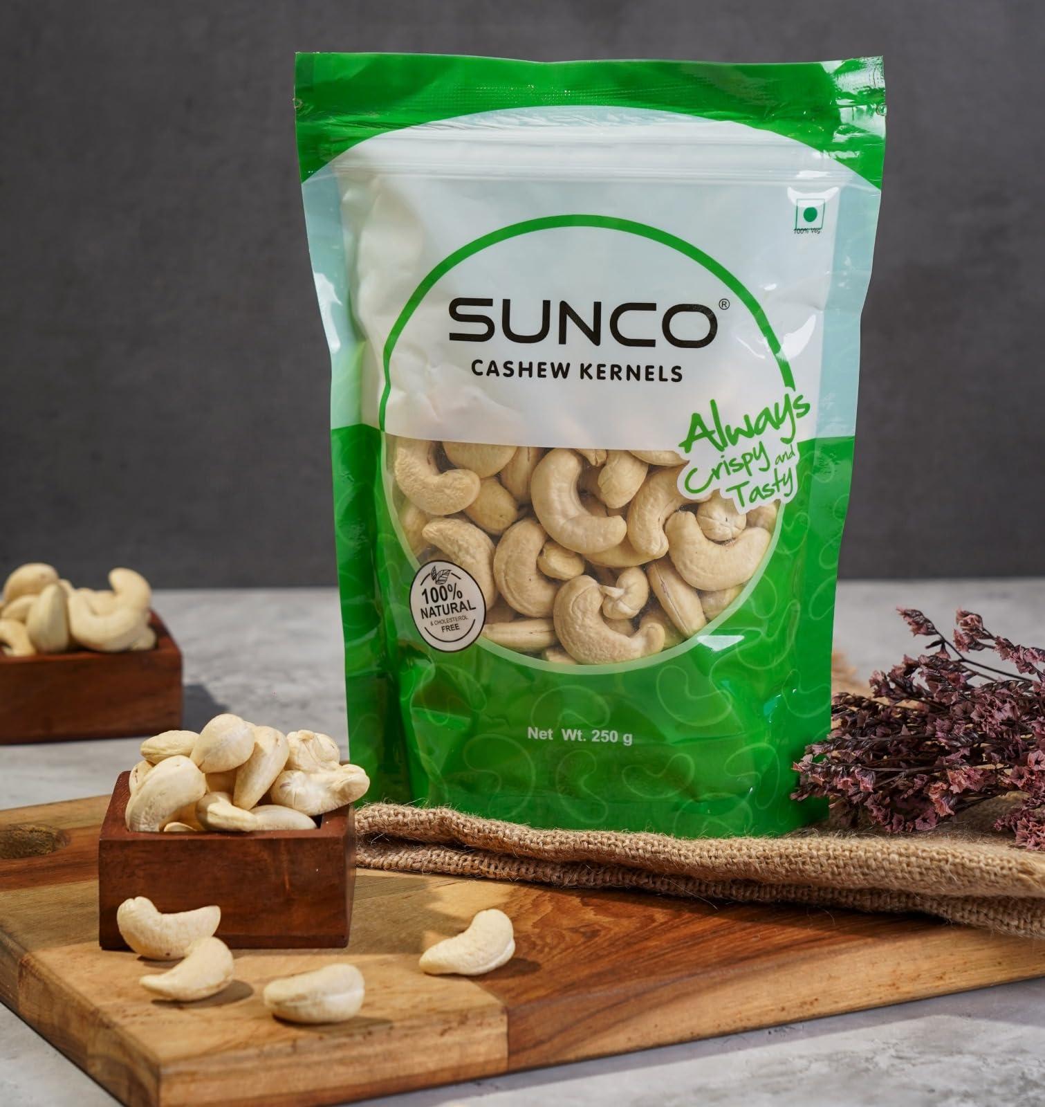 SUNCO Sunco Benin Premium Whole Cashewnuts(Kaju) Value Pack Pouch,1Kg(Pack of 4 X 250g each), Crunchy & Delicious Kaju,Rich in Protein, Calcium & Magnesium