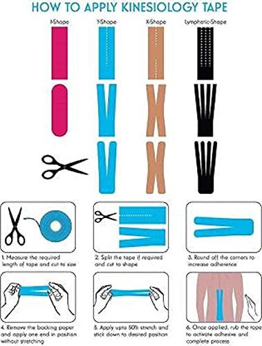 Electrotech HealthOn Kinesiology Tape | Kinesiology Tapes Waterproof | Sports Tape | Knee, Elbow, Shoulders, Ankles, Wrists, Back, Neck, arms & Thigh on Injury | Uncut Muscle Support Tape | 5cm x 5m roll