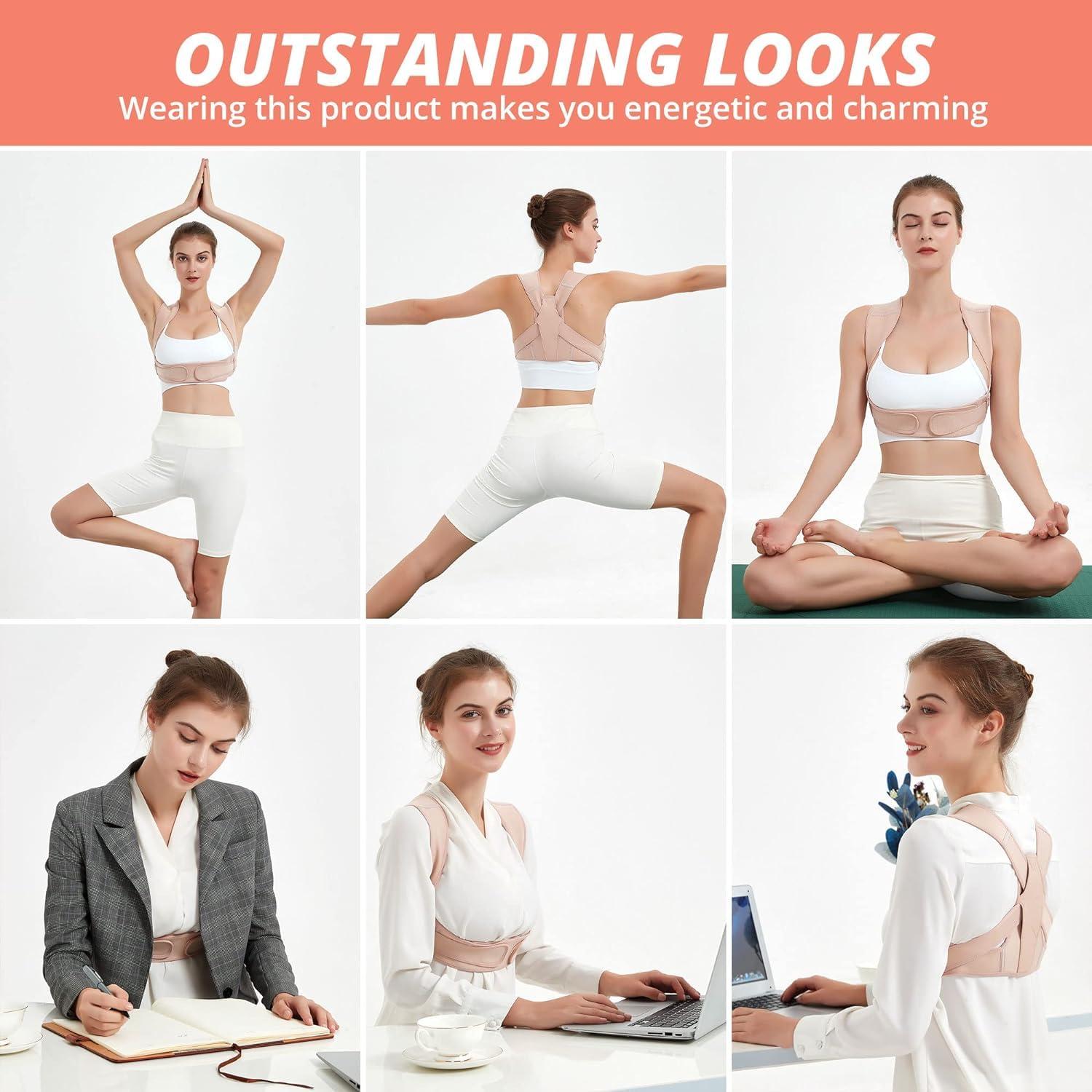 Kenzlife Posture Corrector for Men and Women - Adjustable Back Support Belt for Back Pain Relief | Spine and Shoulder Support, Posture Correction Belt for Improved Alignment | Back Straight Belt, Pain Relief for Neck and Back (Gray)