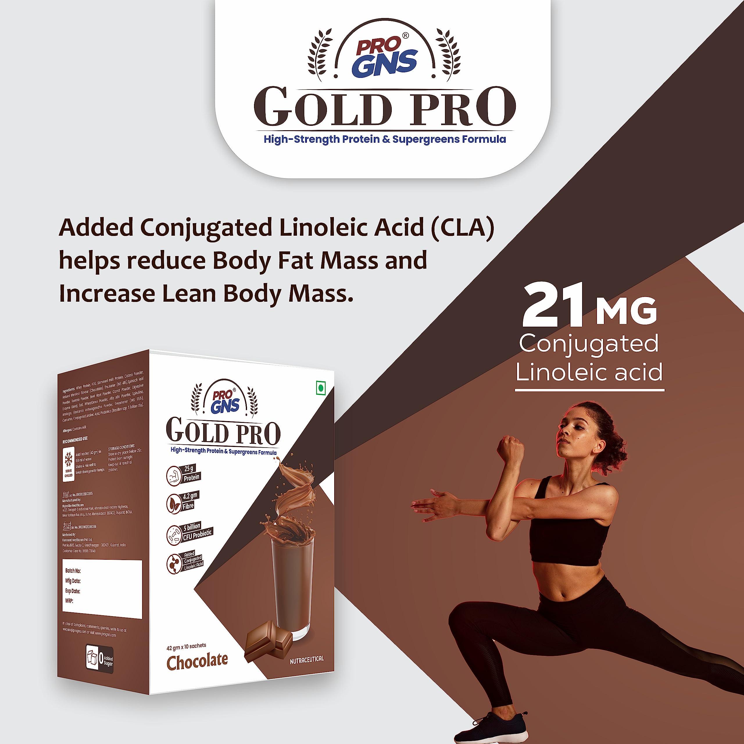 ProGNS ProGNS Gold Pro Whey Protein Powder Sachets | Protein 25g & Fibre 4.2g per serving | Chocolate Flavour (42g x 10 Sachet)