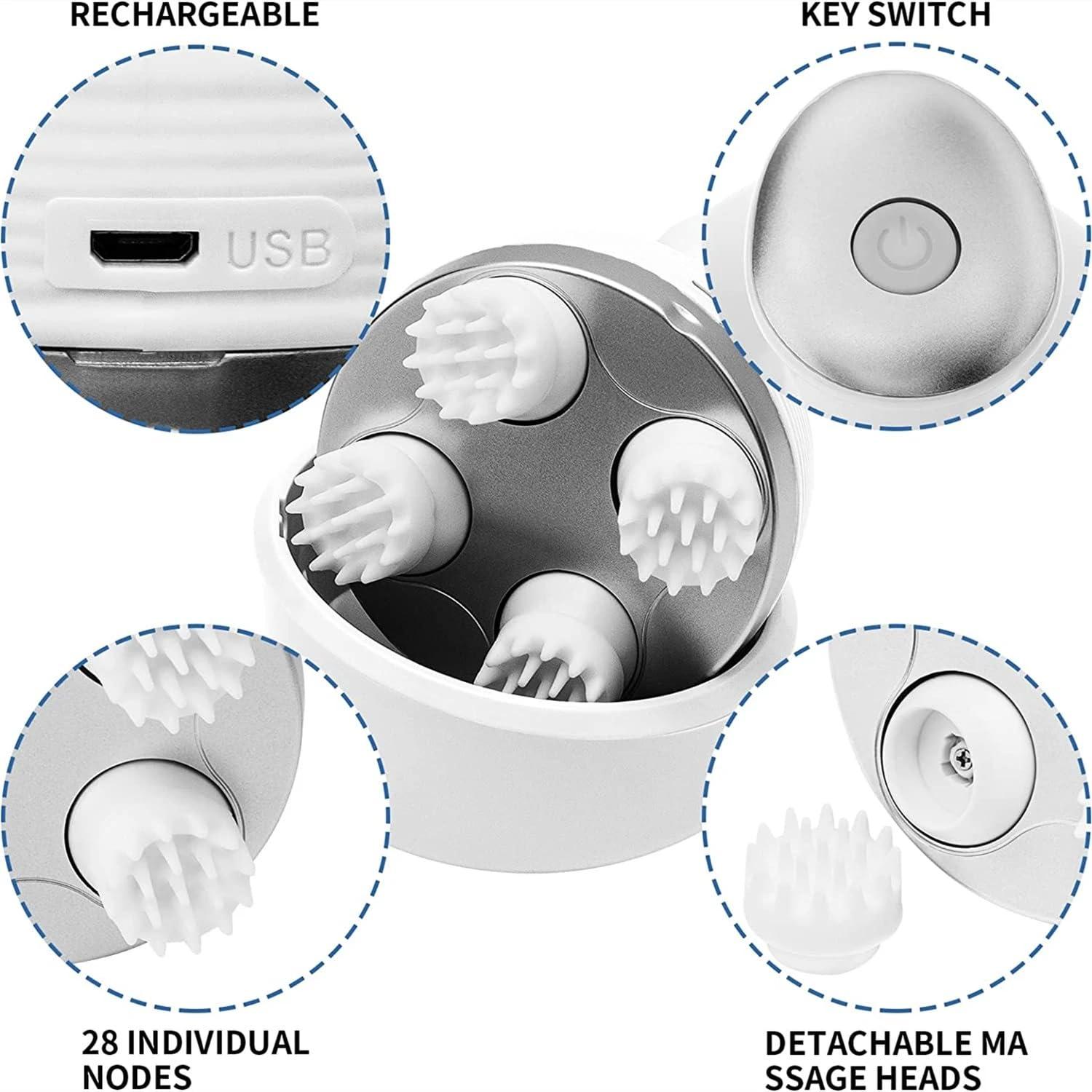 Mantra Impex Mantra Impex Rechargeable Head, Scalp and Full Body Pain Relief Massager, Electric Head Kneading Massager, 4 Speed Modes, Handheld Portable Head Scratcher for Hair Growth Deep Clean Relaxation