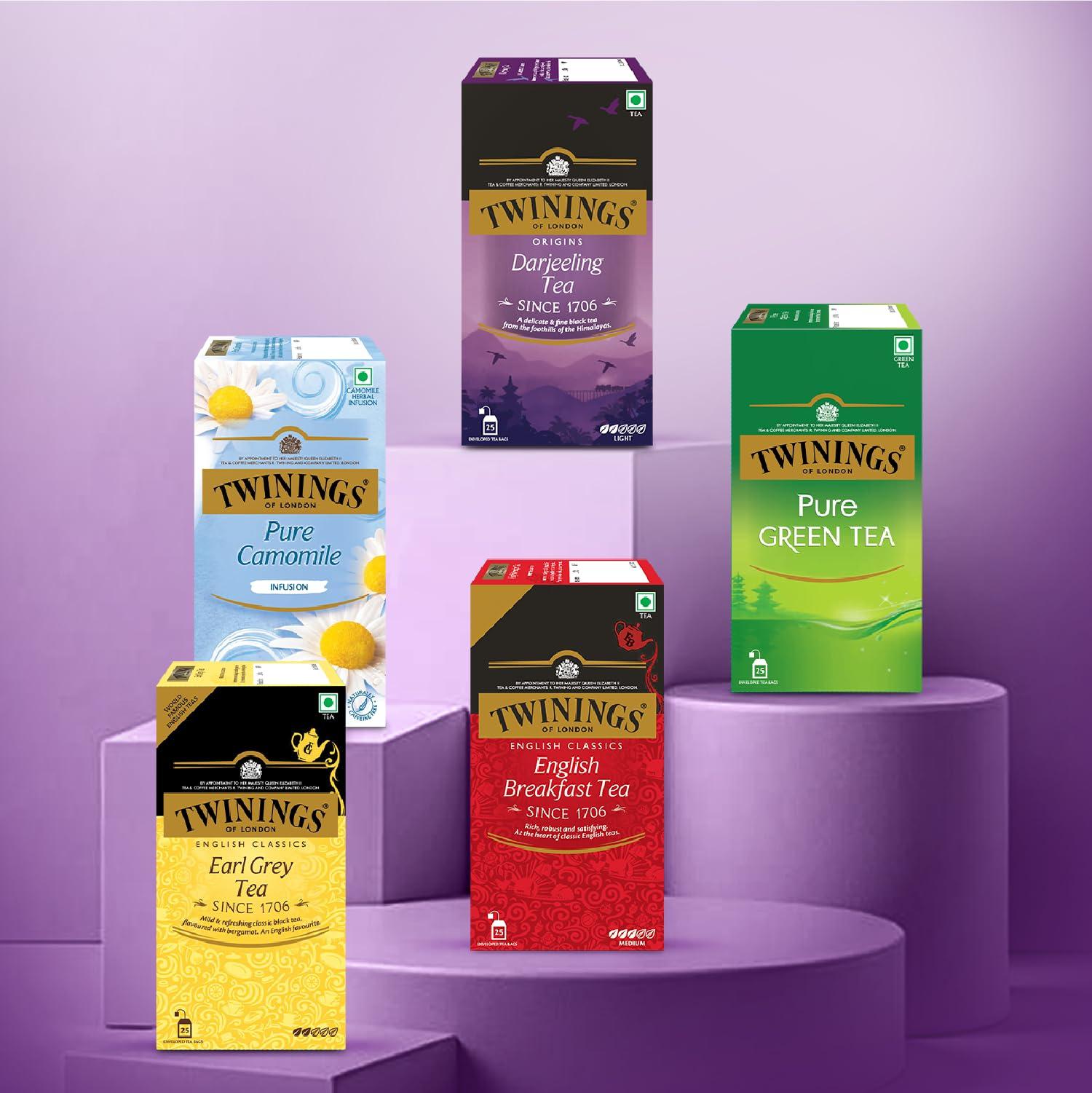 Twinings Twinings Darjeeling Tea,25 Teabags,Premium Black Tea,Twinings Origins,Light Strength,Delicate&Subtle,50 Gm,Pack of 25