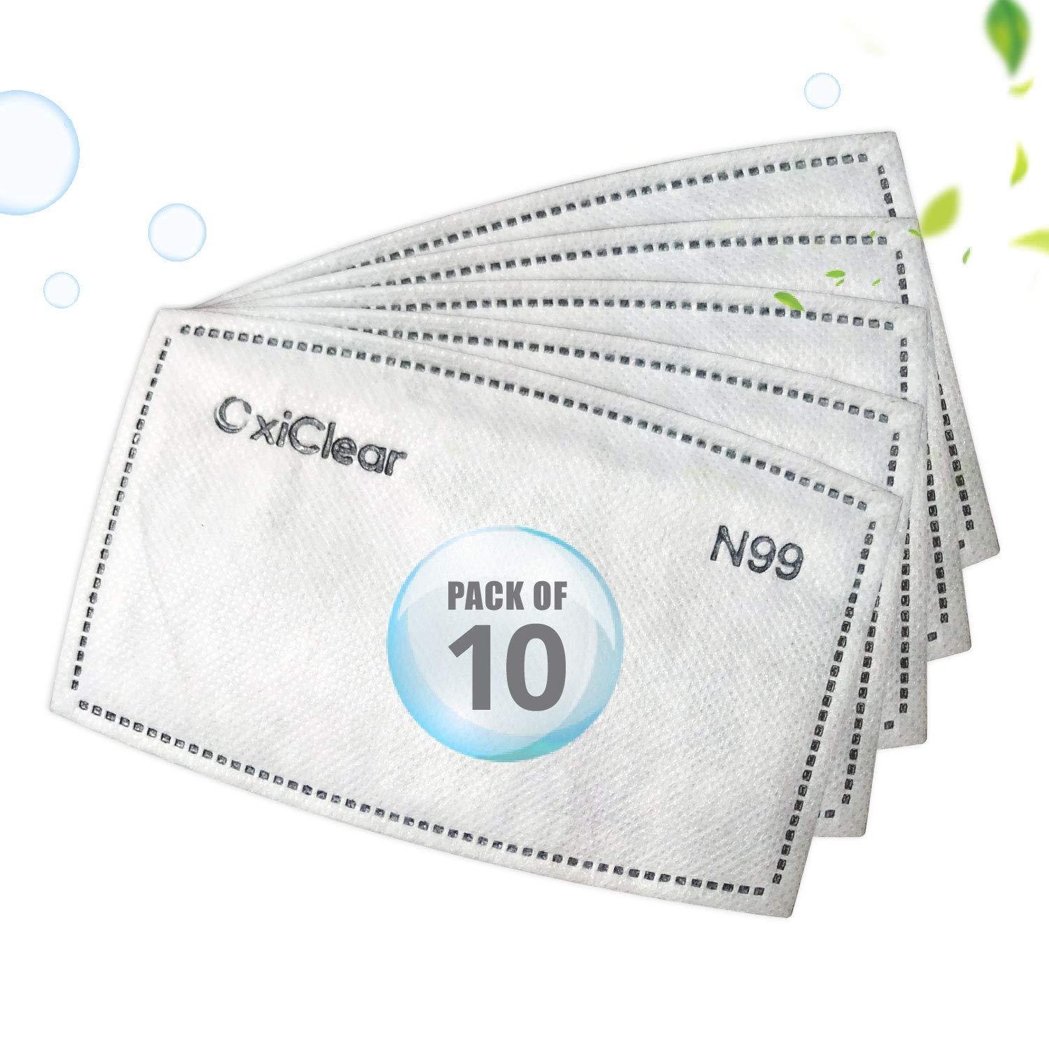 OxiClear OxiClear Refill Filters, N99 PM 2.5 Activated Carbon Filter (Pack of 10) (MASK NOT INCLUDED)