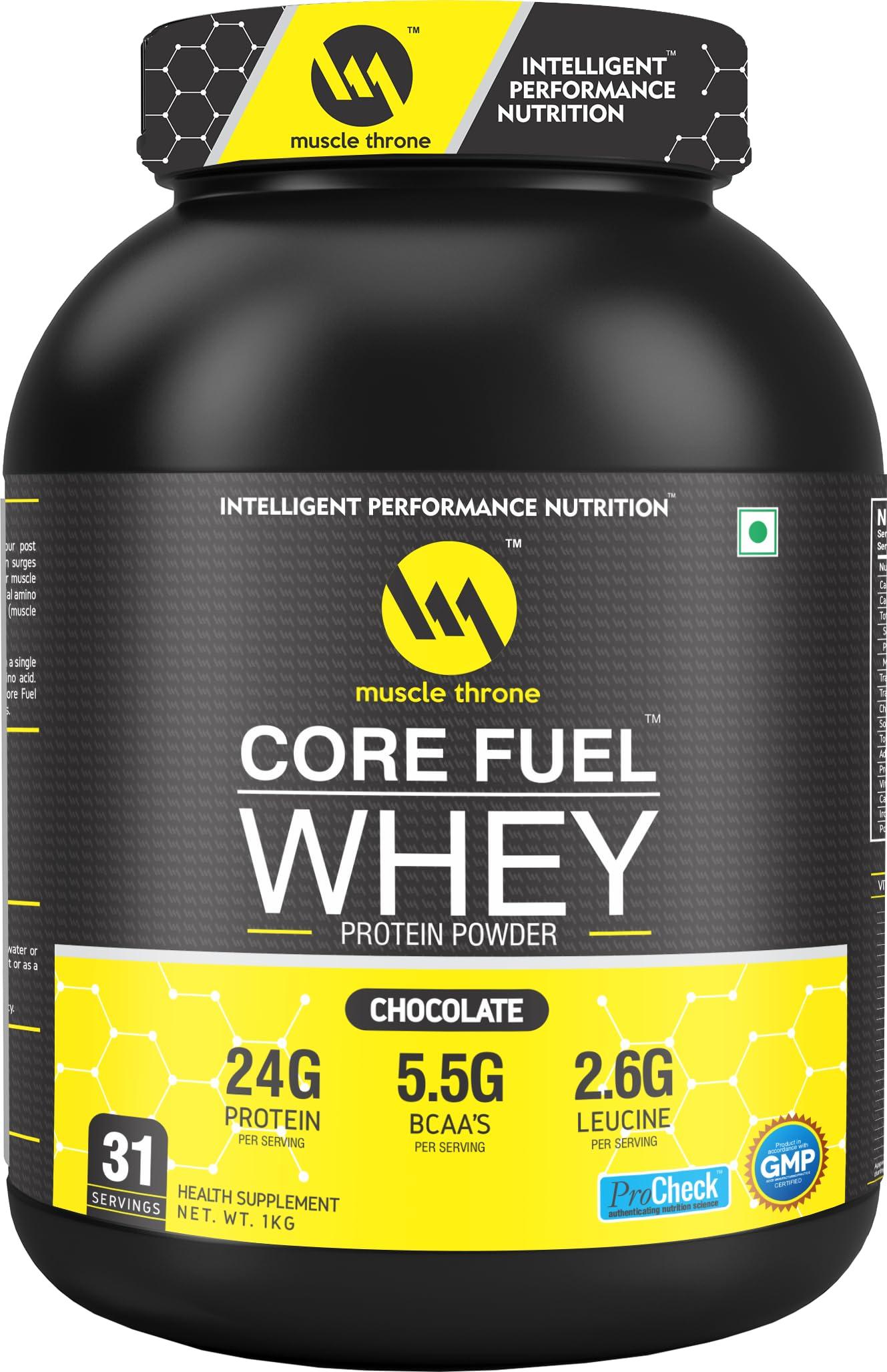 Muscle Throne Muscle Throne Corefuel Whey Protein for Muscle Support And Recovery (Chocolate, 1Kg)