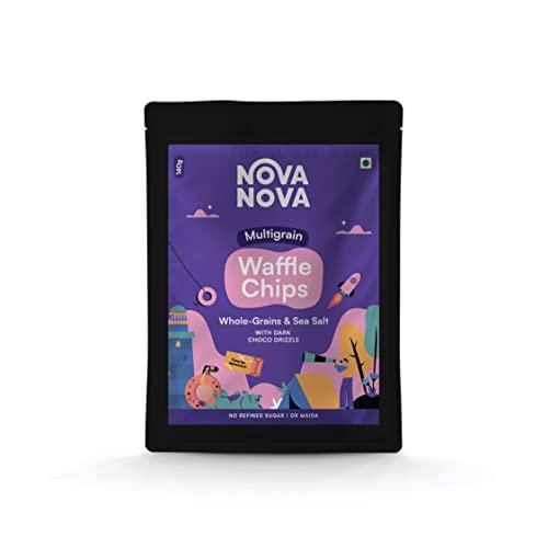 NOVANOVA Nova Nova - Waffle Chips - Multigrain, Sugar Free, Choco Drizzle Snacking Chips | 100% Eggless | No Refined Sugar or Maida | 140 grams