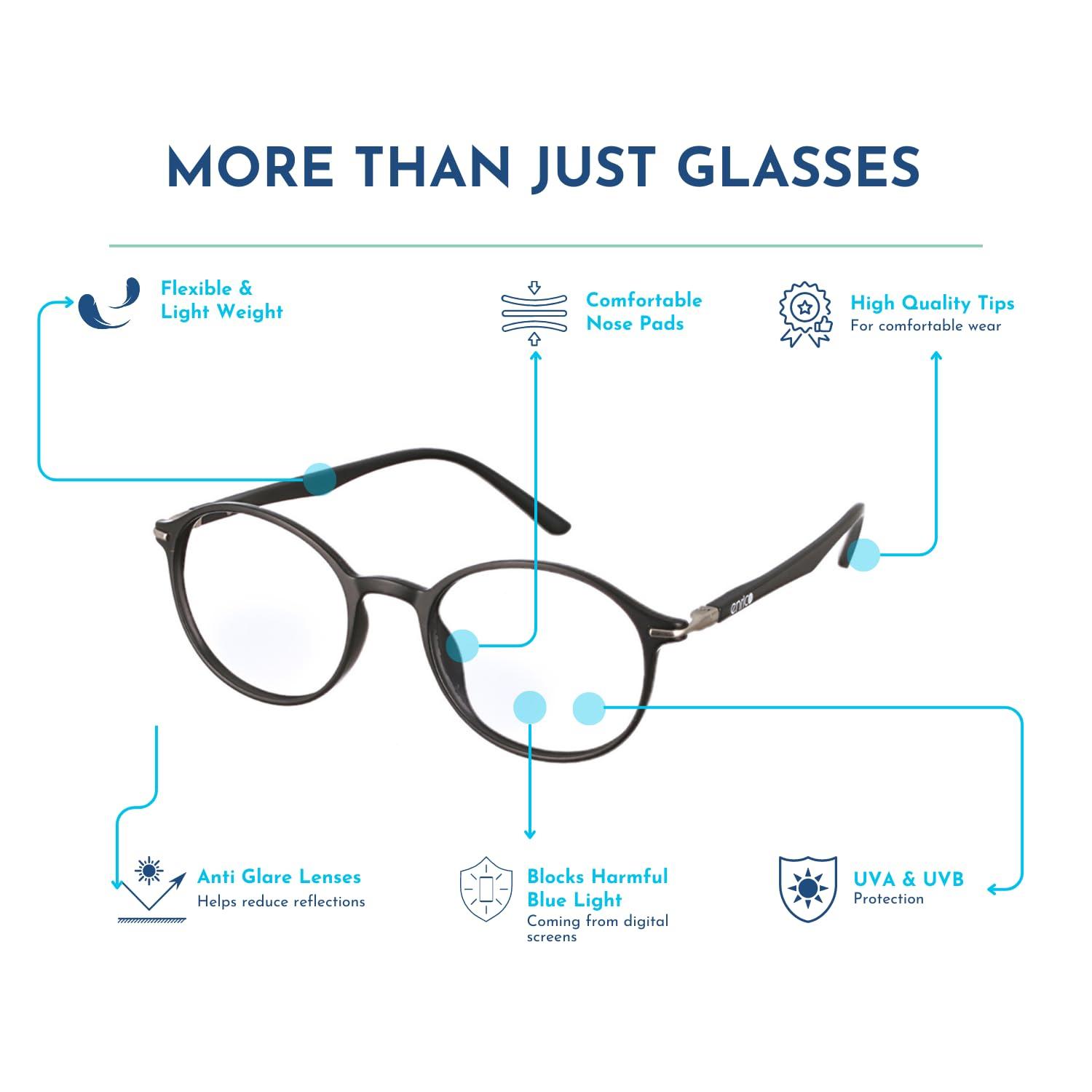 ENRICO ENRICO Bluno Computer Blue Light Blocking Glasses Combo (Pack of 3) | Anti Glare Blue Light Filter Glasses for Eye Protection from Laptop/Mobile Screen | Zero Power Reading Glasses for Men & Women