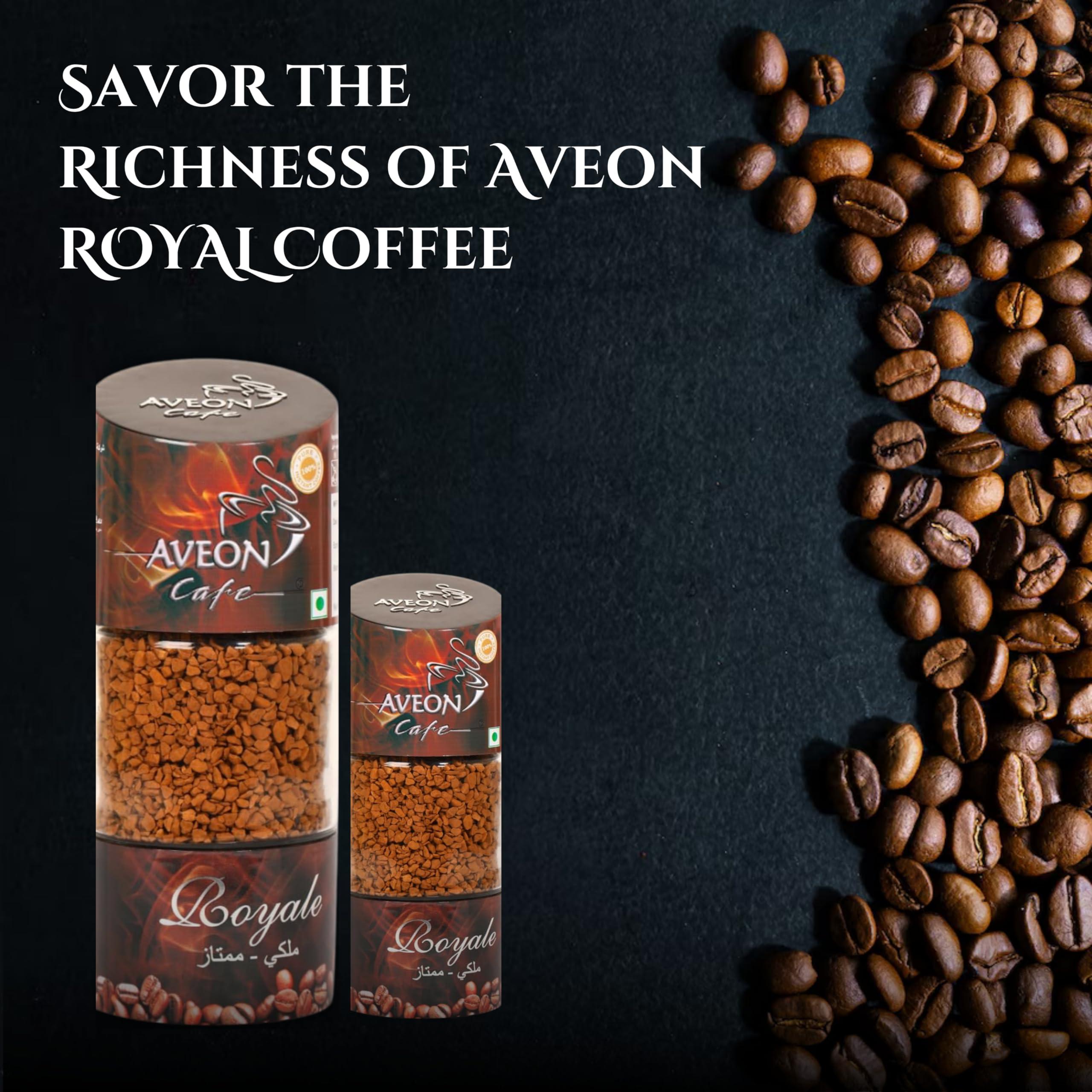 Aveon Cafe Aveon Caf Royale Instant Coffee - 50g Jar | Premium Freeze-Dried Coffee | 100% Coffee Perfection with Arabica and Robusta - 50g