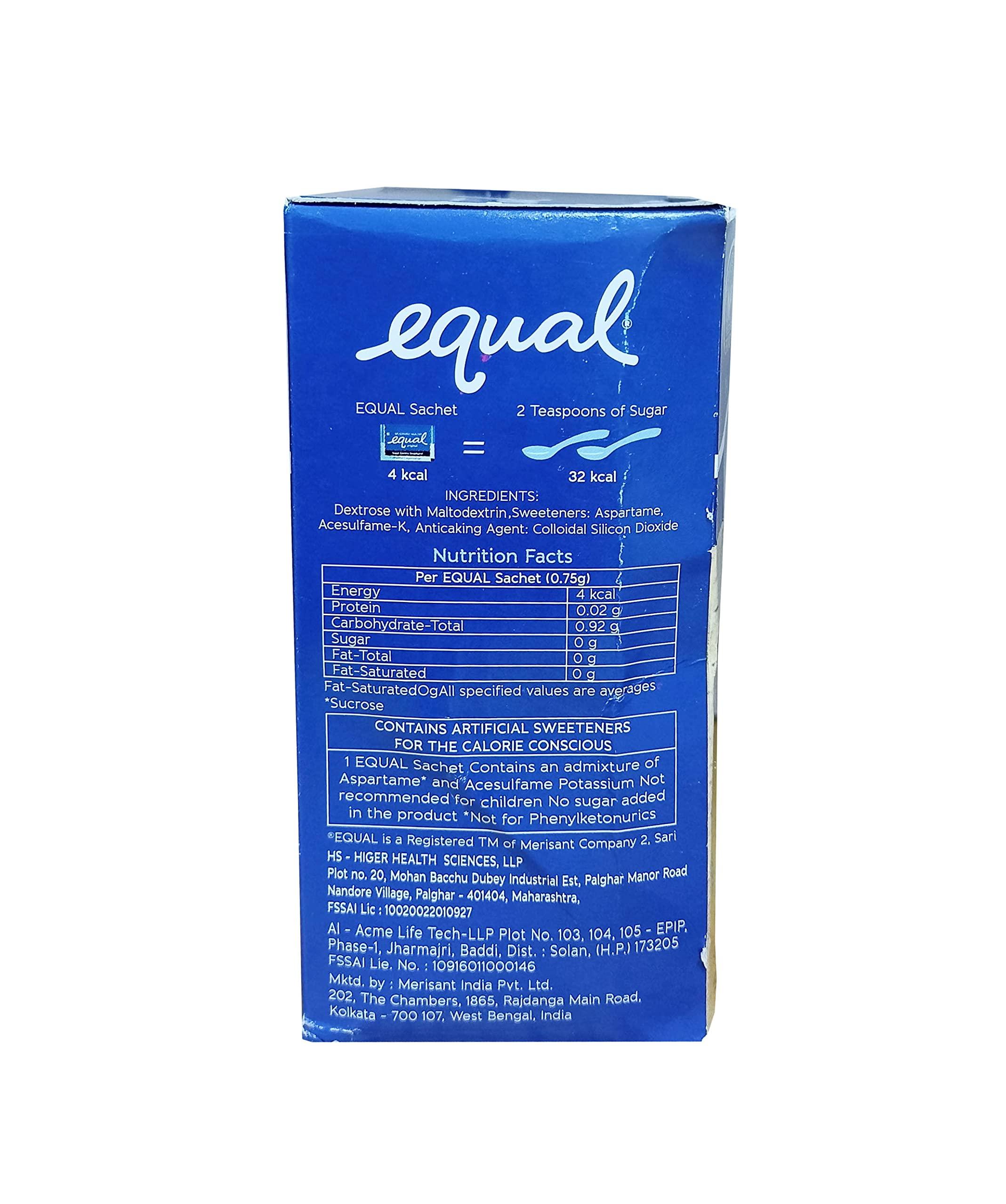 Generic Equal Sweetener, Sugar Free, Low Calories, Sugar - 100 Sachets,(Pack of 3)