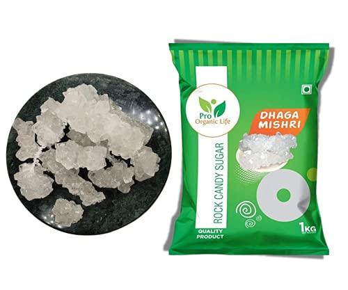 PRO ORGANIC LIFE Pro Organic Life Dhaga Mishri, Rock Sugar Mishri (crystal clear natural) 1 kg (PACK OF 8)