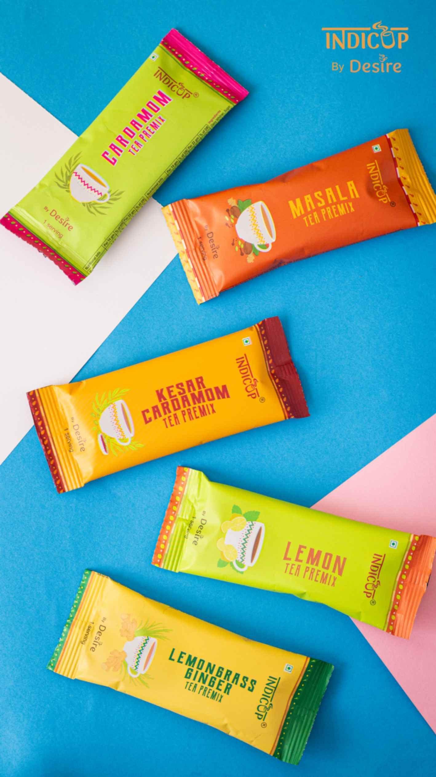 INDICUP INDICUP Lemongrass Ginger Tea Premix, Pack of 50 sachets, Instant mix, Refreshing taste