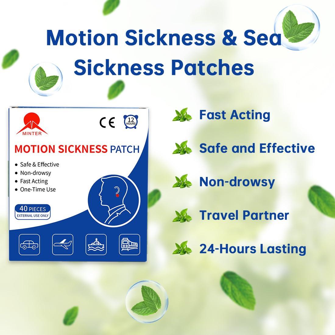 MT Healthy MINTER 40ct Motion Sickness Patch for Cruise/Plane/Train/Bus, Seasick Patches Anti Nausea Patches Behind Ear, Sea Sickness Patches with Waterproof and Non Drowsy