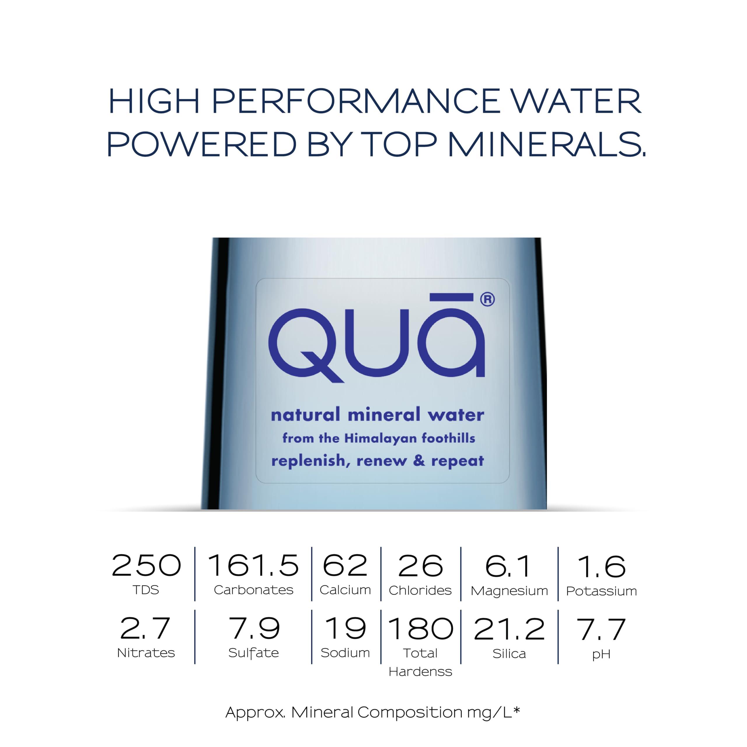 QUA Qua Natural Mineral Water 500ml | 500ml x 24 | From the Himalayan Foothills | Rich in Calcium, Magnesium and Other Minerals | Naturally Alkaline | Indias Finest Water | Bottled At Source