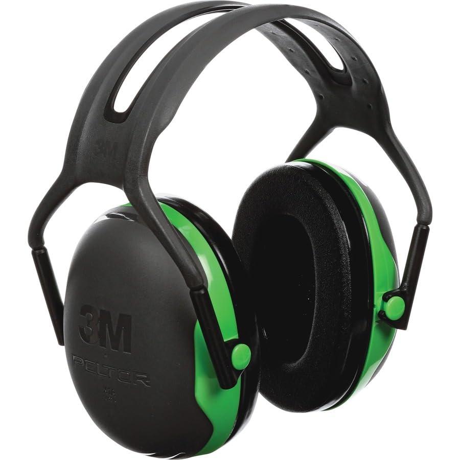 3M 3M Peltor X1A X-Series Over-the-Head Earmuffs, NRR 22 dB, One Size Fits Most, Black/Green, Pack of 1