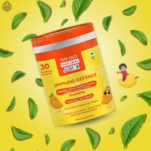 The Old Natural The Old Natural Immuno Booster Fruit Pectin Gummies Perfect Immune Blend With Elderberry Extract, Blueberry Extract, Vitamin C, Vitamin E & Zinc - Tempting Tangy Mango Flavour (Pack of 5-150 Gummies)
