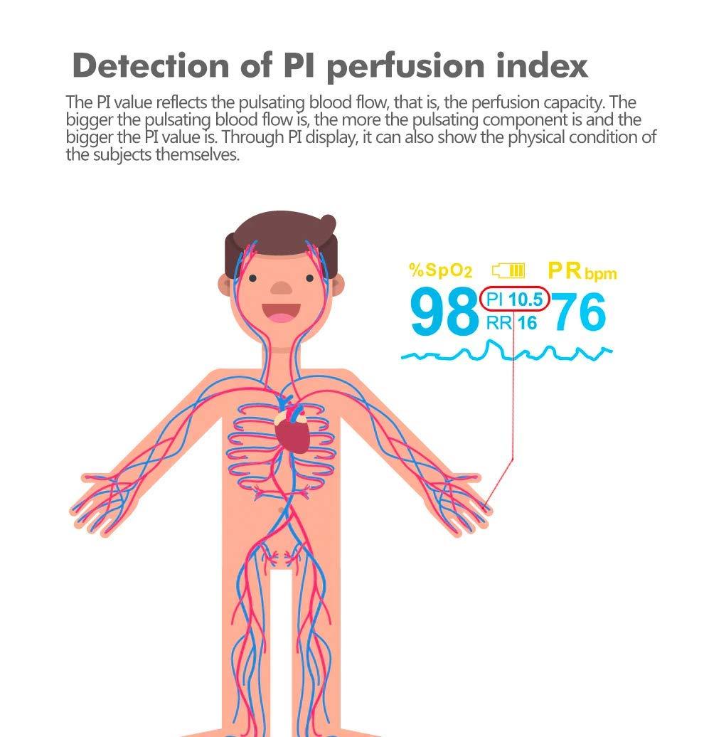 Xtore Xtore Fingertip Pulse Oximeter, Digital Oxygen Saturation Monitor with Plethysmograph and Perfusion Index | Heart Rate and SpO2 Levels Meter with OLED Display for Adult