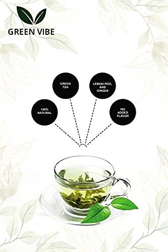 Green Vibe Green Vibe® lemon ginger premium natural dip green tea- lemon peel and ginger antioxidant stress relieving & refreshing immunity boosting - 30 pyramid tea bags [30 cups