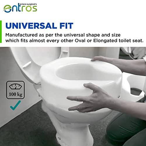 entros Entros 2-inches Without Lid Toilet Commode Seat Raiser Elevator Extension 7060C | Fits In Egg Shaped Commodes Only | Handicap, Knee Patients, Old Senior Citizen | Easy To Install