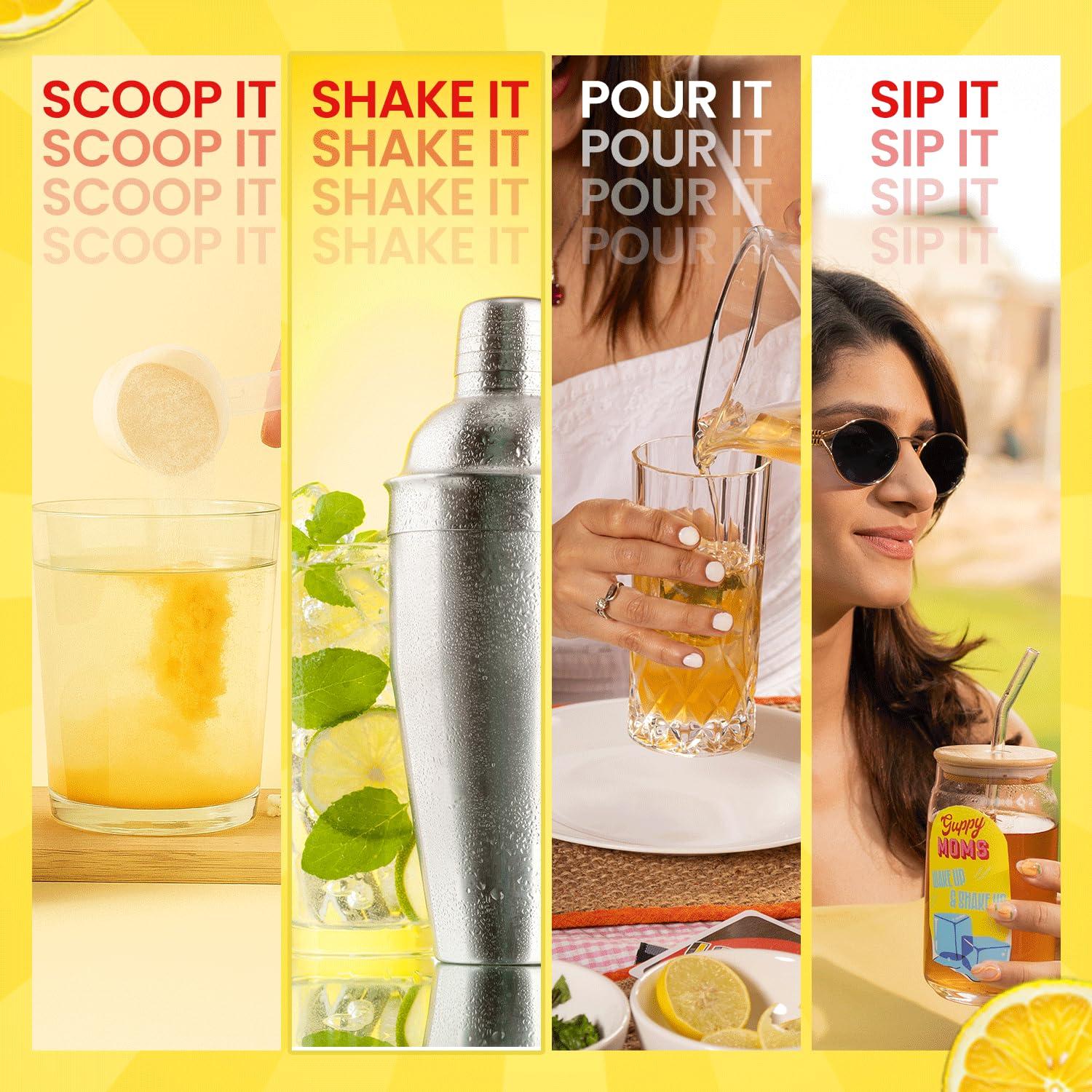 GUPPY MOM\'S GUPPY MOM\'S Lemon Iced Tea: Powdered Ice Tea, Sugar-Free Lemon Iced Tea With Vitamin C - Chai, 0.3 Kg