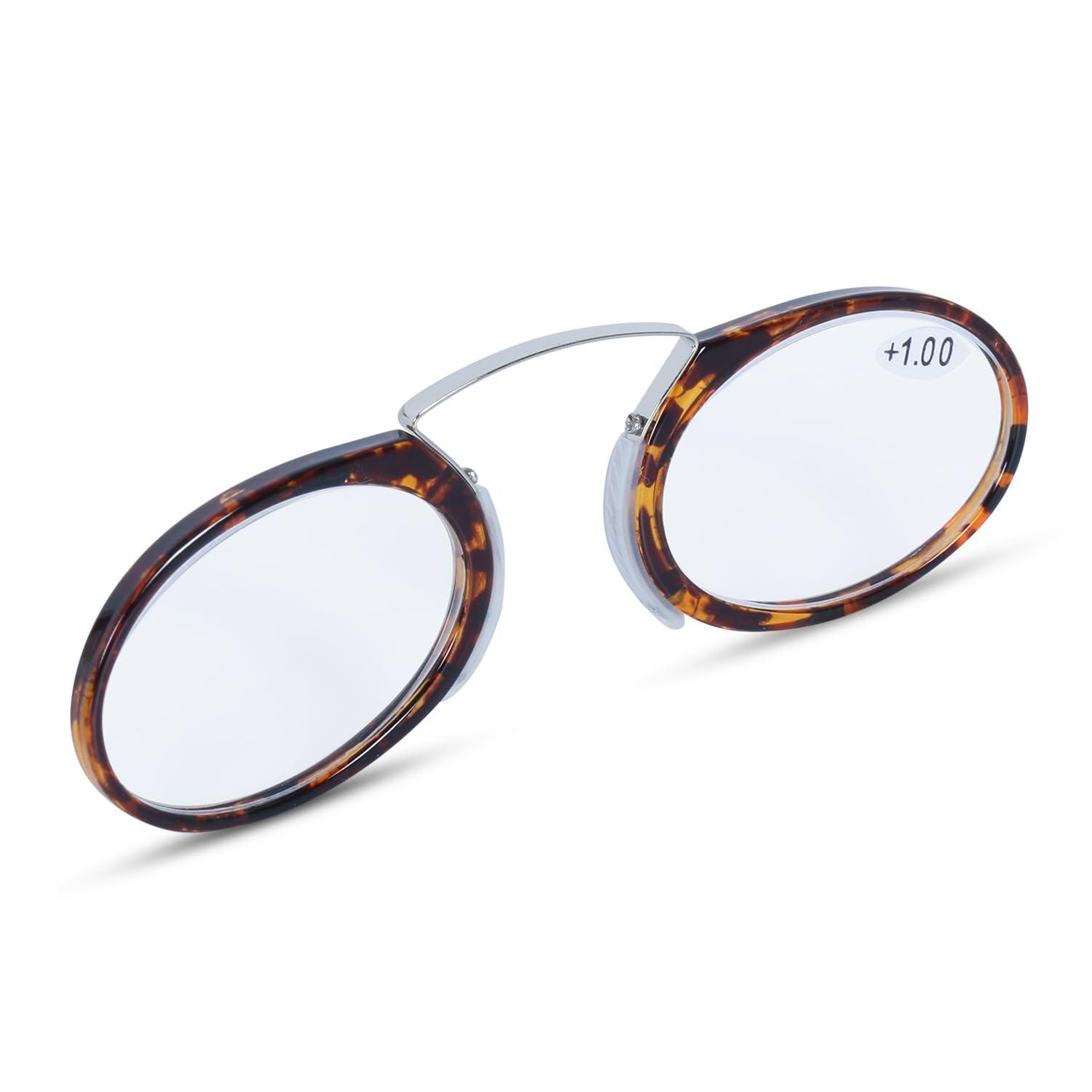 AEC AEC ID Globus Go Everywhere Pince Nez Style Nose Resting Pinching Portable Reading Glasses With No Temple Arms Readers (+2.25, D.A.Brown)