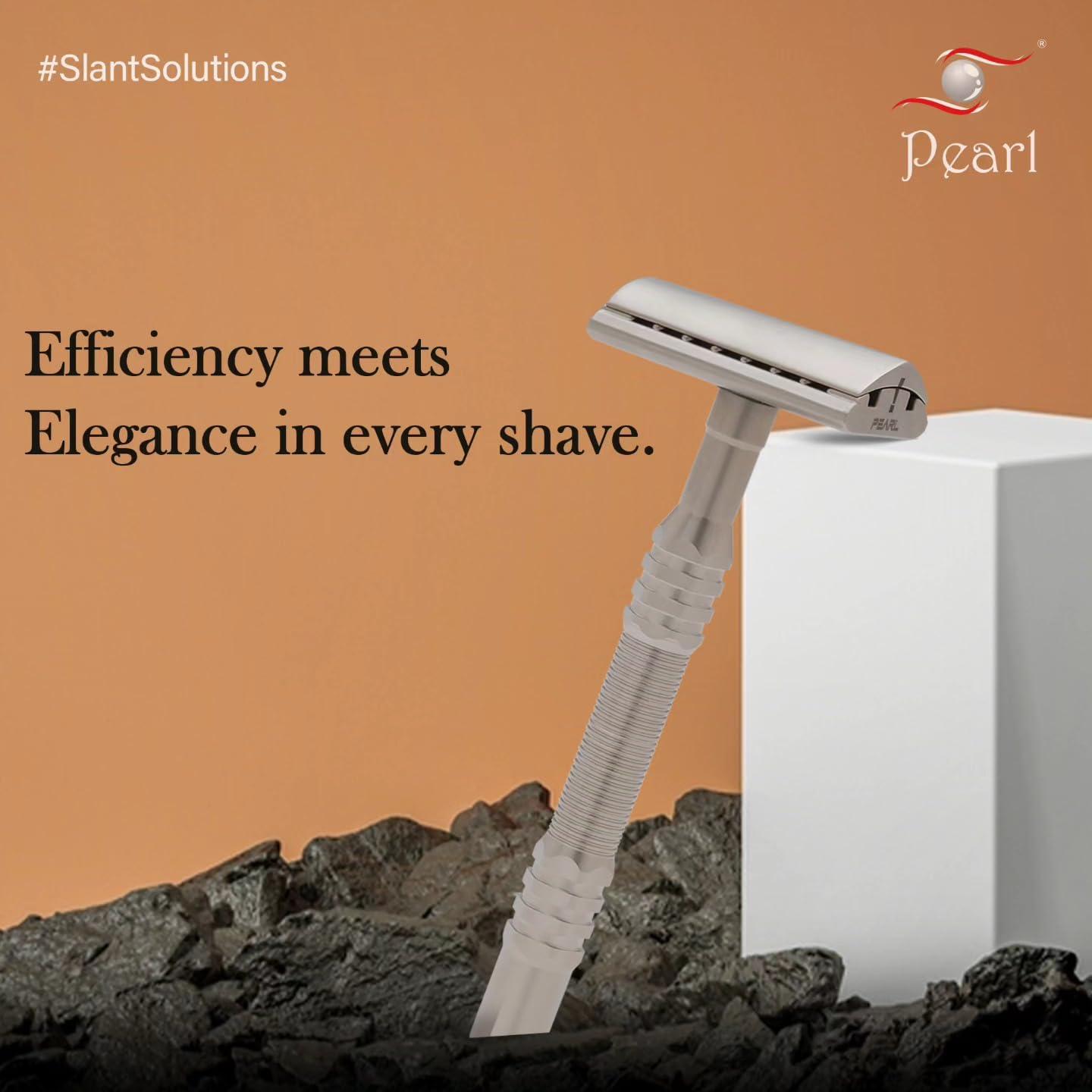 PEARL Premium Pearl Shaving Double Edge Safety Razor for Men- Semi Slant Stainless Steel | Efficient & Gentle Shave for Thick, Wiry Hair Sensitive Skin | L-65 Semi Slant DE Razor | Republic Day Deal