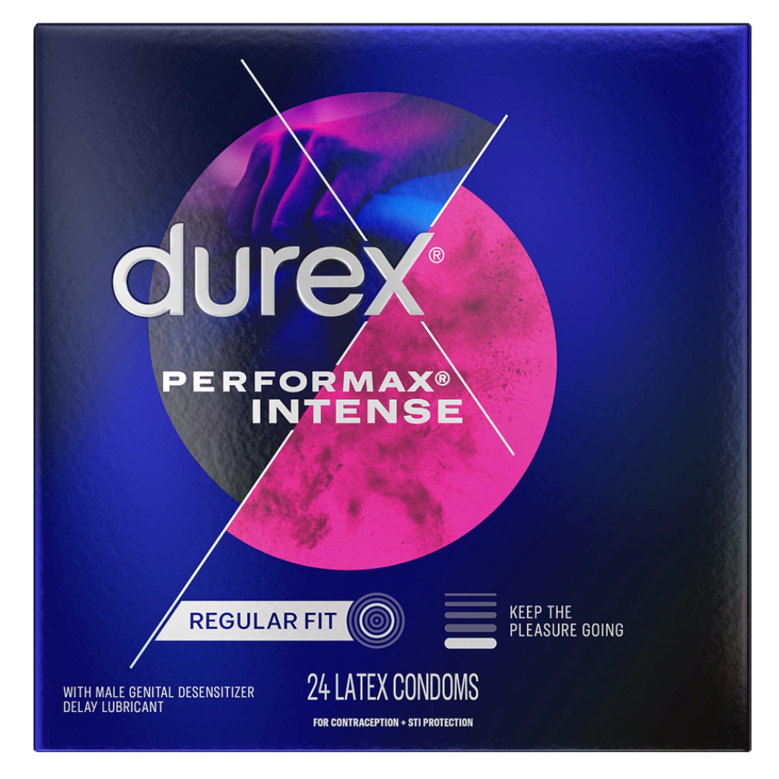 Durex Durex Performax Intense Ribbed Dotted Condoms with Delay Lubricant - 24's