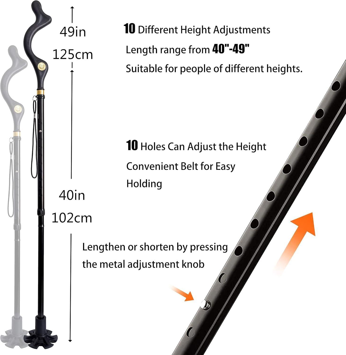 FALONG FALONG Folding Walking Stick Elderly Crutches Posture Walking Cane Walking Sticks for Men Women Portable Safety Lightweight Adjustable Height Self-Stand 360 Deg Traction Non Slip Crutch