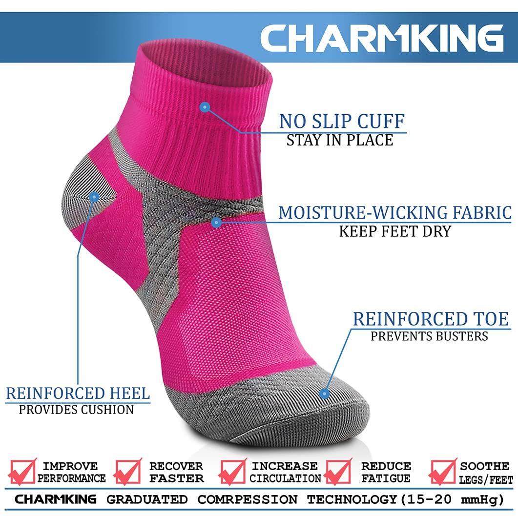 CHARMKING CHARMKING Compression Socks for Women & Men Circulation 15-20 mmHg is Best for Athletic Running Cycling Nurse Daily Wear, 09 Grey/Green, Small-Medium
