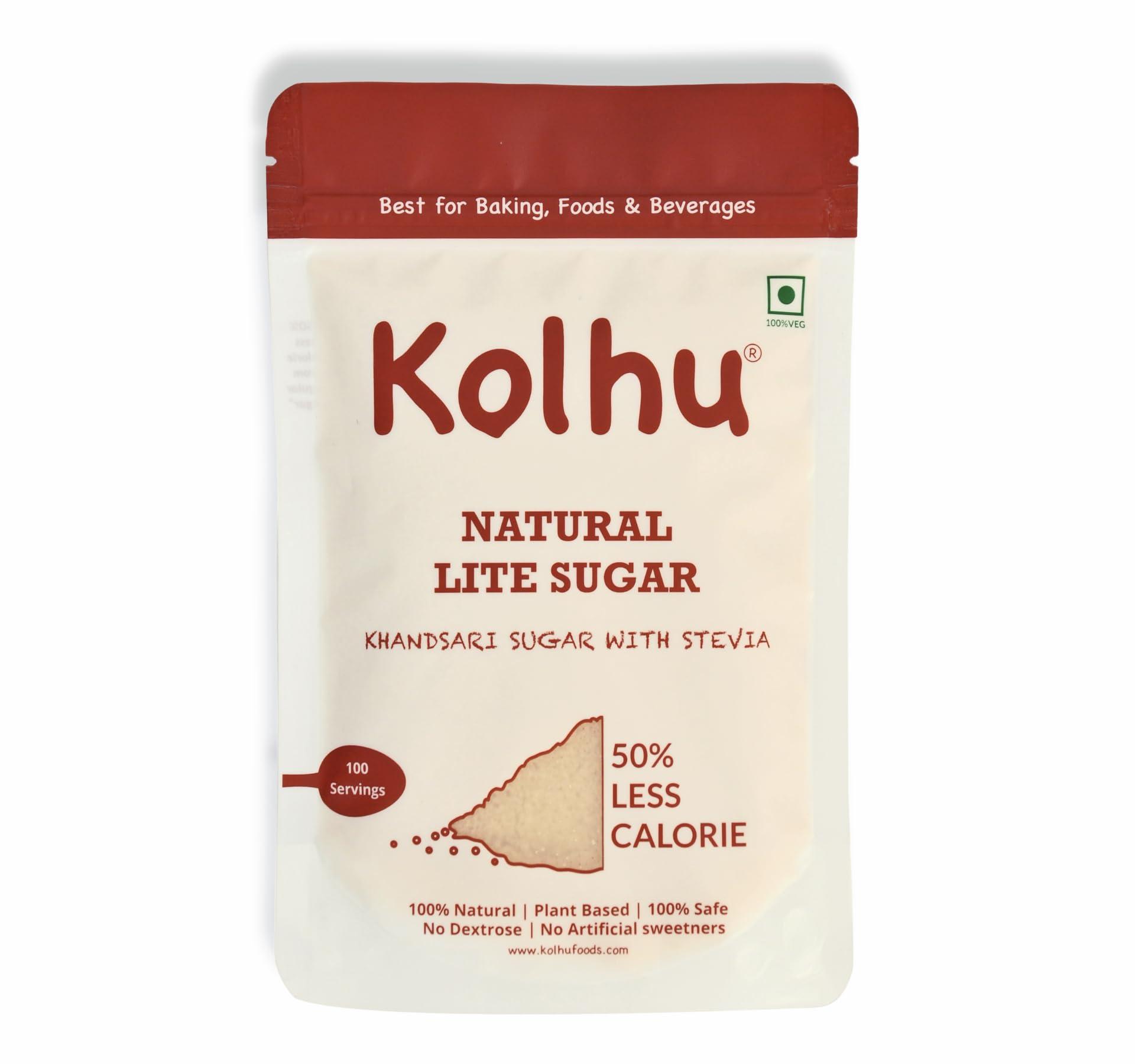Kolhu Kolhu Natural Lite Sugar 750g (Khandsari Sugar + Stevia) (Pack of 3, 250g Each)