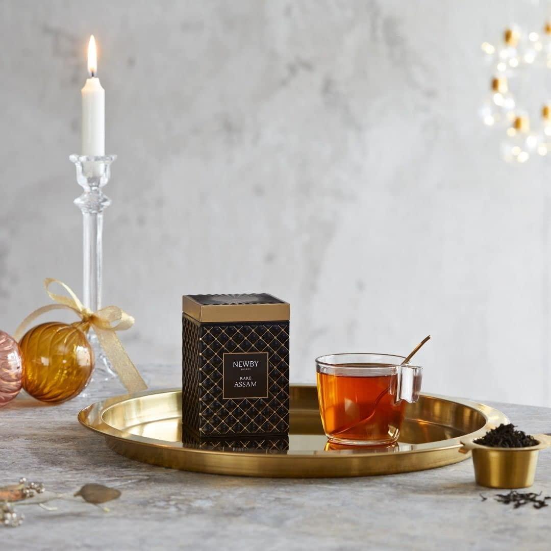 Newby Newby Rare Assam Loose Leaf Black Tea, 100 Grams Caddy Box, Harvested During Second Flush Having Malty Taste and Sweet Aroma of Brown Sugar Best Buy for Tea Lovers