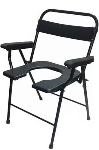 NavaFresh Basics ANM Folding Commode Chair, Raised Toilet Seat Riser, Safety Rails Portable Commode For adults & elderly, (BLACK COLOUR)