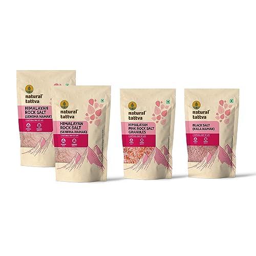ORGANIC TATTVA Organic Tattva, Organic Rock Salt 2KG, Black Salt 500 g and Pink Salt 500 g | Healthy Salt Combo | Pack of 4