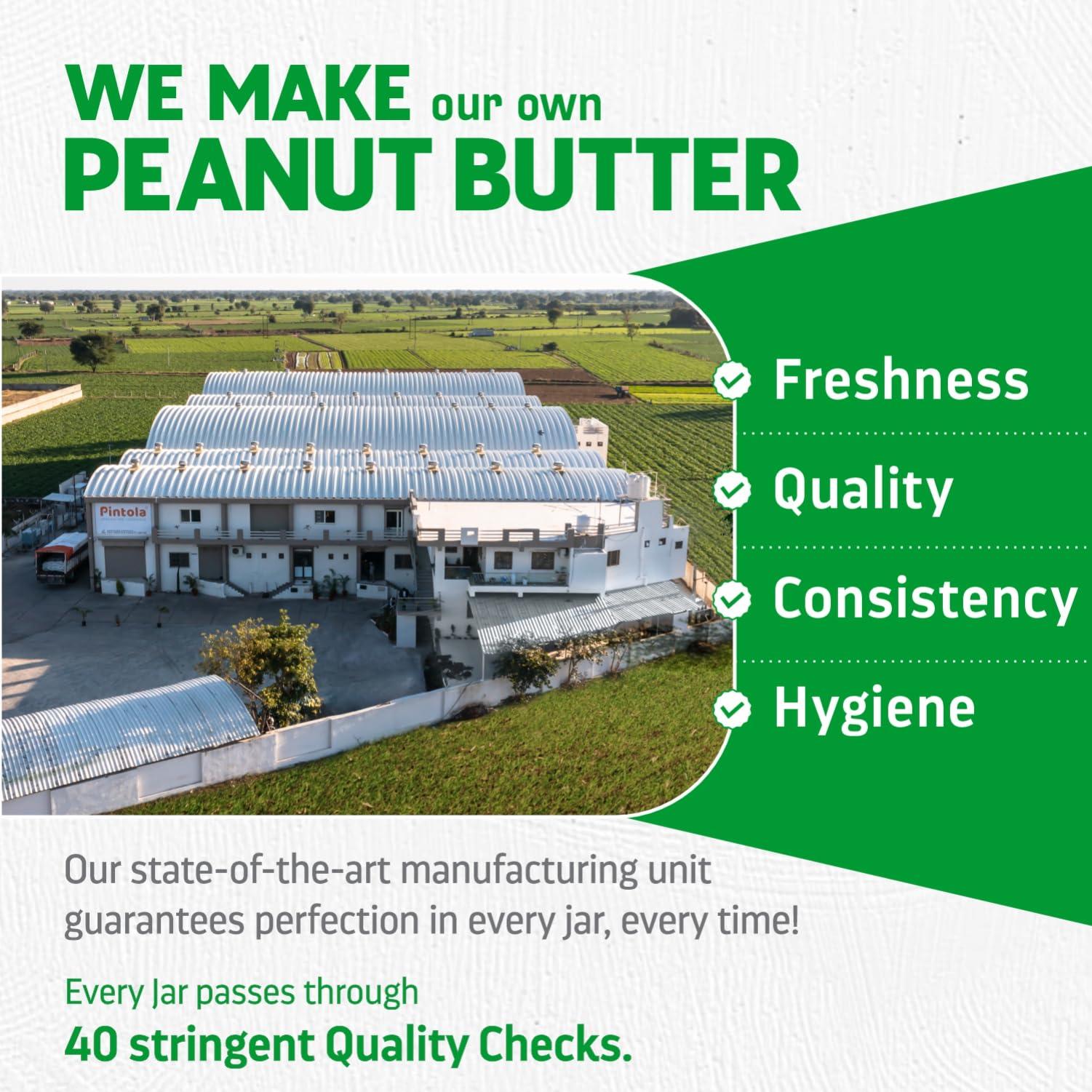 Pintola Pintola High Protein All Natural Peanut Butter | Unsweetened | 37% Protein | Imported Whey Protein and Roasted Peanuts (Creamy, 510g)