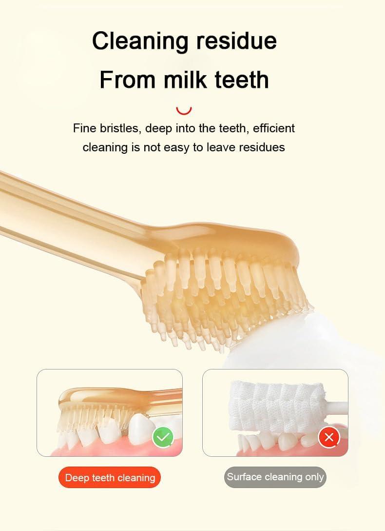 BYKOINE BYKOINE 3 In1 Baby Silicone Toothbrush Set,Baby Toothbrush and Baby Tongue Cleaner for Toddler Oral Care, Soft Silicone Toothbrush (Pack Of 01)