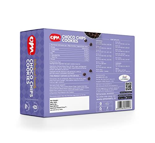OM SWEETS & SNACKS Om Sweets and Snacks Chocolate Chips Cookies | No added colours or preservatives | Fresh Products | Ready to eat | Finest snack | Tea time snacks | 350 Gms each | Pack of 2