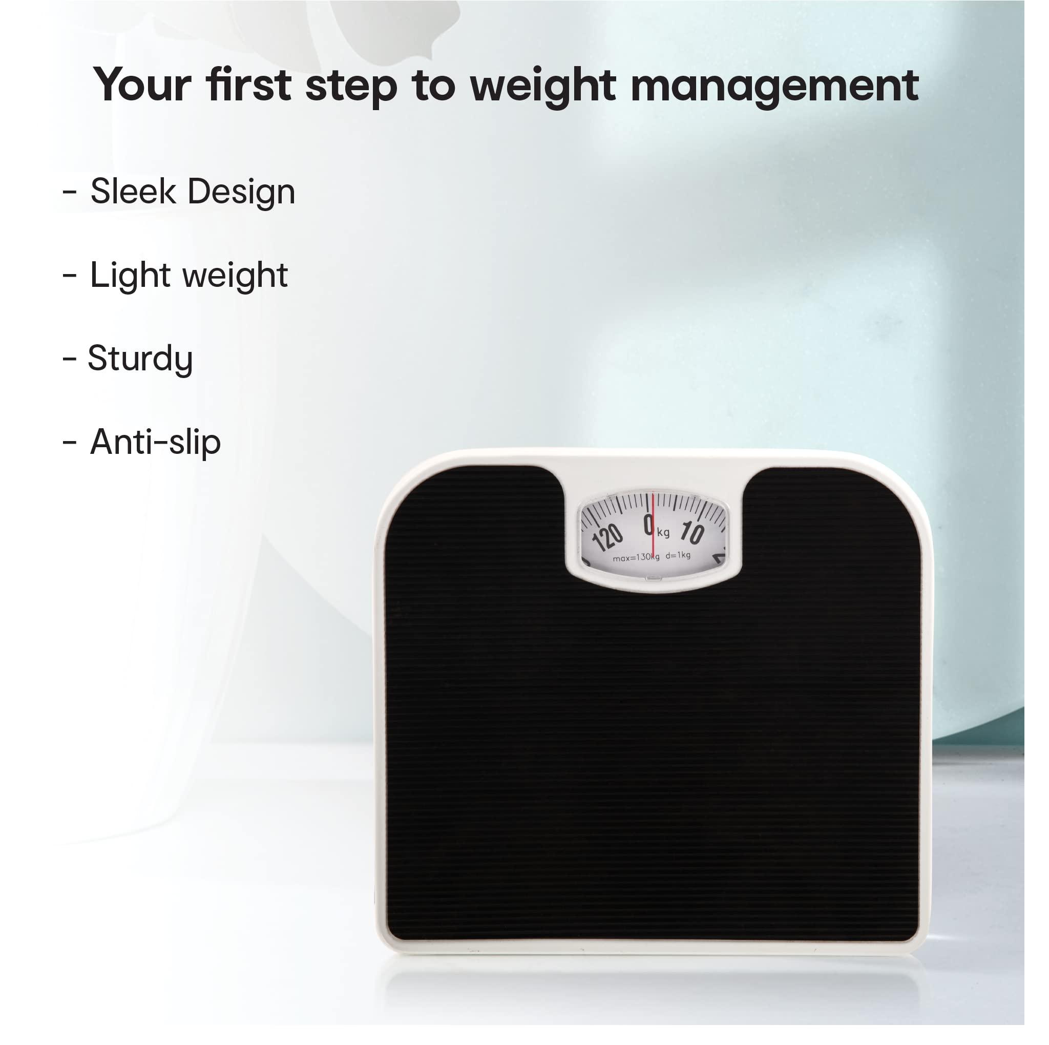 Anko Anko Australia Manual Weighing Machine | Anti-Slip Mat Platform | Heavy Duty Steel Body Weighing Scale for Body Weight | Precision scale with Auto-Calibrating Sensors | Black, 130kg Capacity