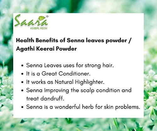 SAARA Saara HERBAL FRESH Seemai Agathi Keerai Powder, 50 grams, Alata Cassia, Alata Leaves Powder, Agasti, Agastya, Bak Phul Leaves Powder, Dirghaphalaka Powder, (pack of 1 x 50 grams)