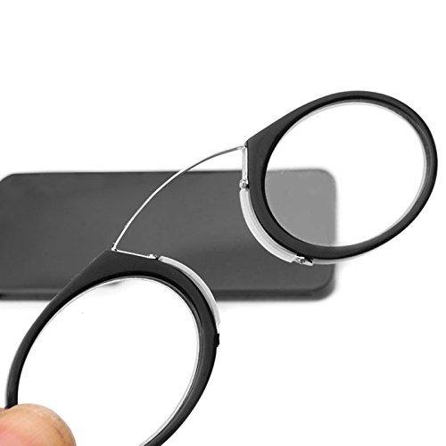 AEC ID Globus Go Everywhere Pince Nez Style Nose Resting Pinching Portable Reading Glasses With No Temple Arms Readers (+2.25, Black)