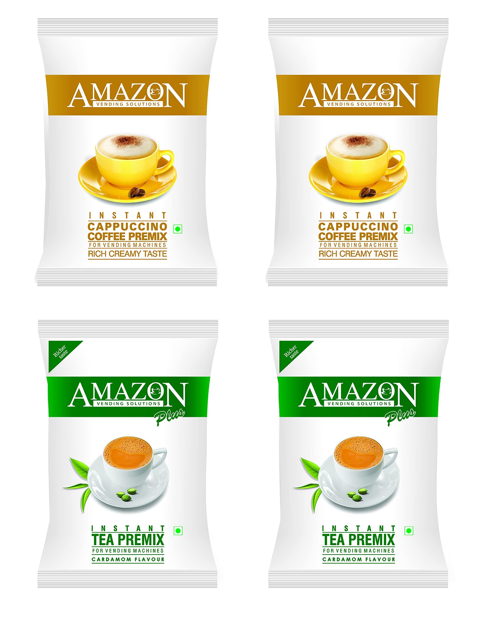 AMAZON AMAZON 3 in 1 Instant Cappuccino Medium Rosted Coffee and Cardamom Tea Plus Premix Combo (Premix Contains Tea, Coffee, Milk and Sugar) Each 2 Kg Pack