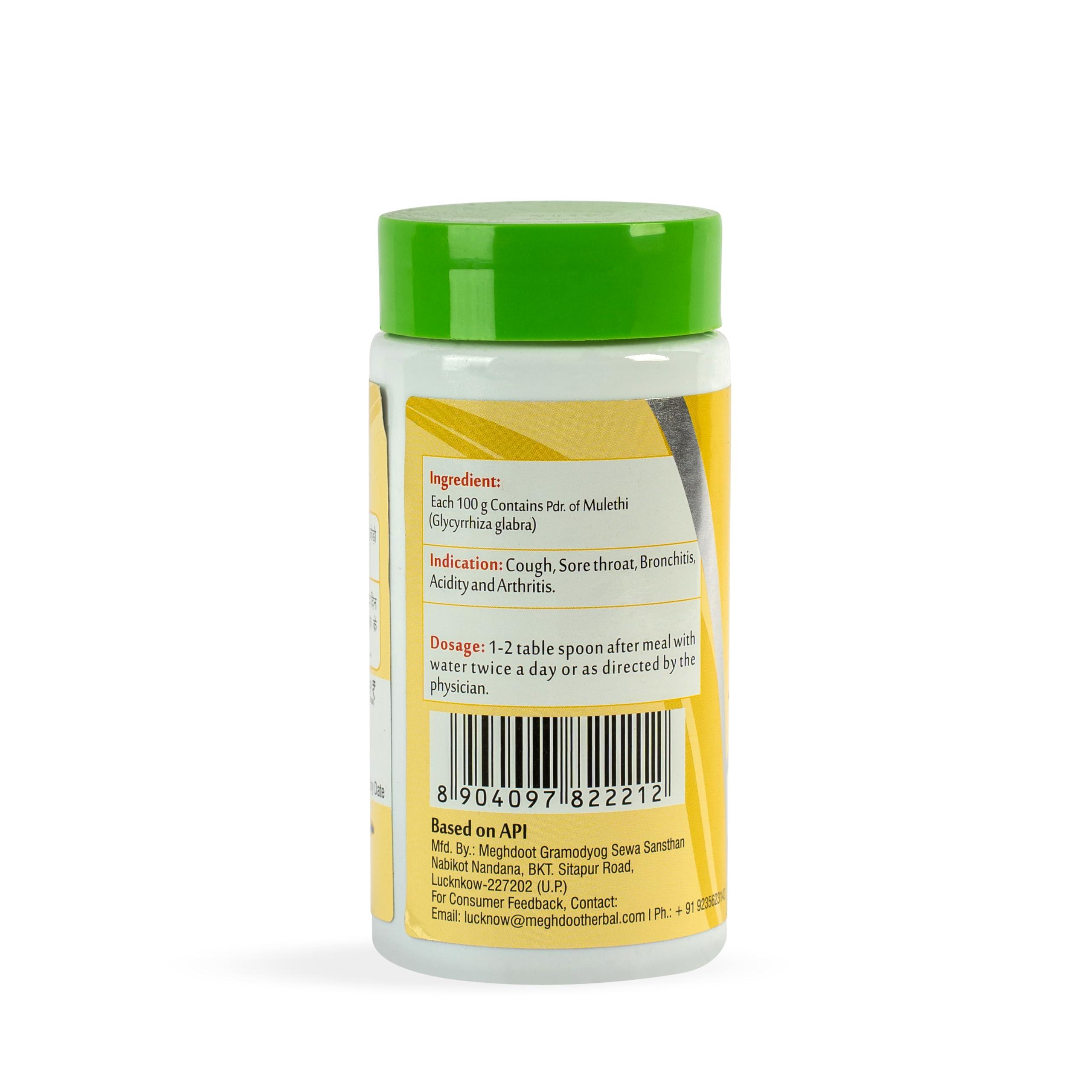 MEGHDOOT Meghdoot Mulethi Powder 100% Pure and Natural Licorice Root Powder for Skin Brightening Hair Care and Digestion 100gm (Pack of 4)