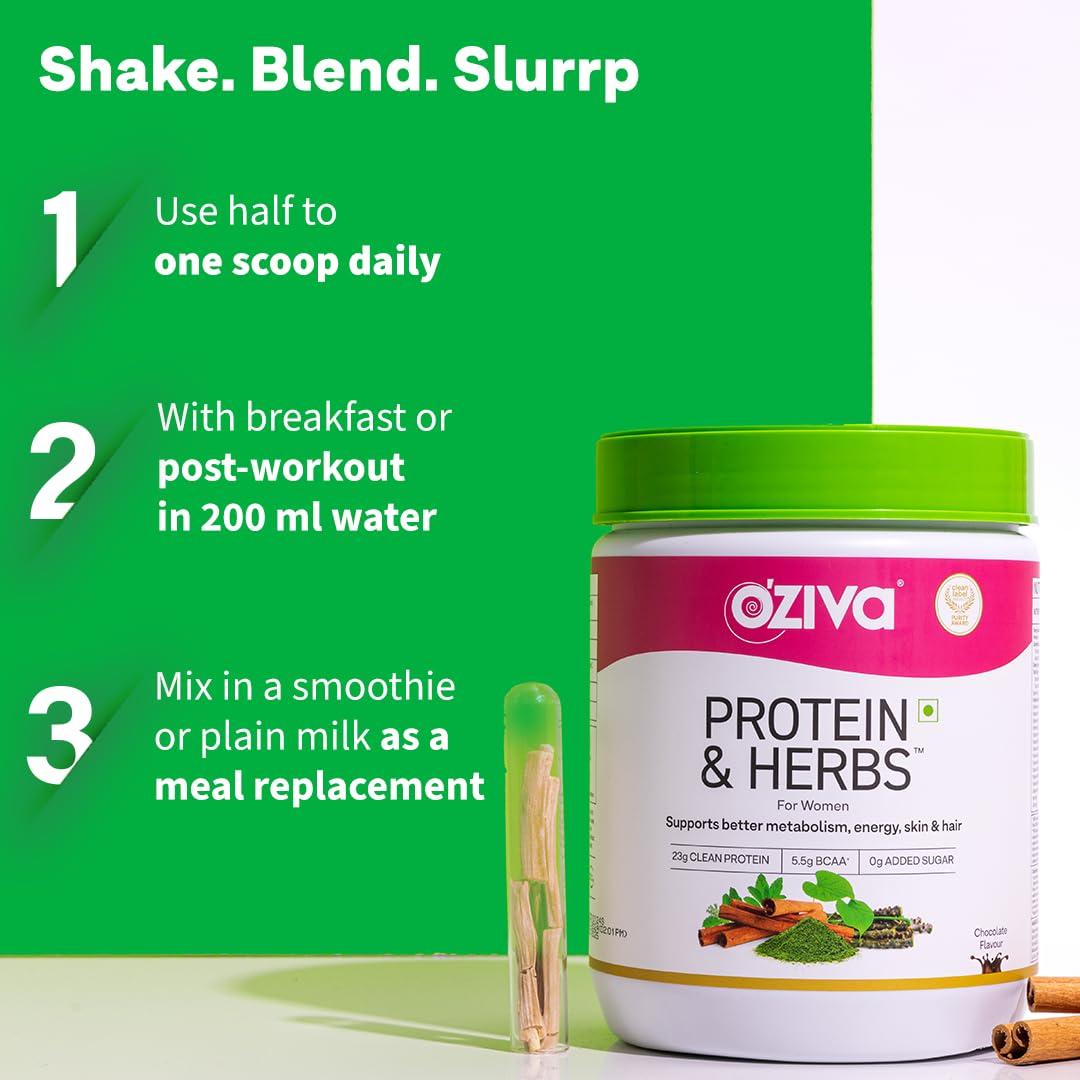 OZiva OZiva Protein & Herbs for Women (Vanilla Almond) I Manage Weight, Energy & Metabolism | Clean Protein, Shatavari, Green Tea I No Added Sugar, 1lbs + Shaker (Super Saver Pack)